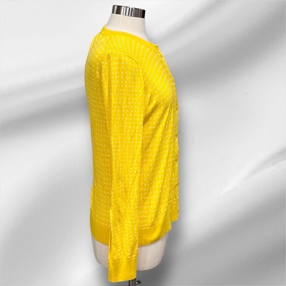 J.Crew Women’s Polka Dot Caryn Cardigan Sweater in Size Large in Yellow/White - Picture 3 of 9